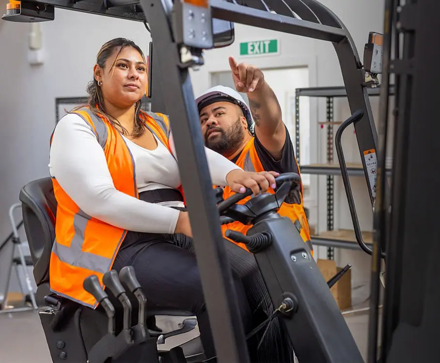 Students training on forklift and high risk equipment with assessor Perth WA