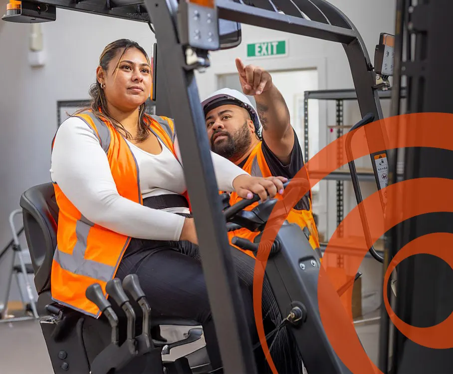 Students training on forklift and high risk equipment with assessor Perth WA